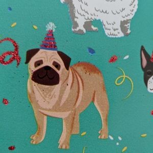 Pug & friends birthday gift wrap wrapping paper